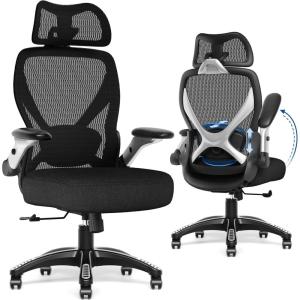 GABRYLLY Ergonomic Office Chair, Big and Tall Mesh Chair with Adjustable Lumbar Support, 5D Arms & Wide Seat, 135° Recline Home Desk Computer Chairs for Work Gaming, Heavy Duty,400LBS – Black