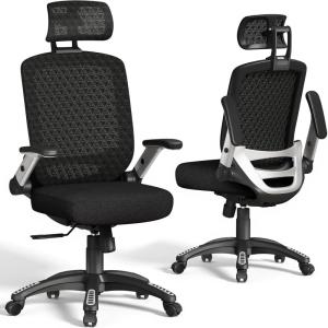 GABRYLLY Ergonomic Office Chair, High Back Home Desk Chair with Flip-Up Arms, 3D Headrest, Thick Sponge Sea &90-120° Recline, Big and Tall Mesh Executive Chairs for Man Woman, Midnight-Cloud(Midnight Cloud)