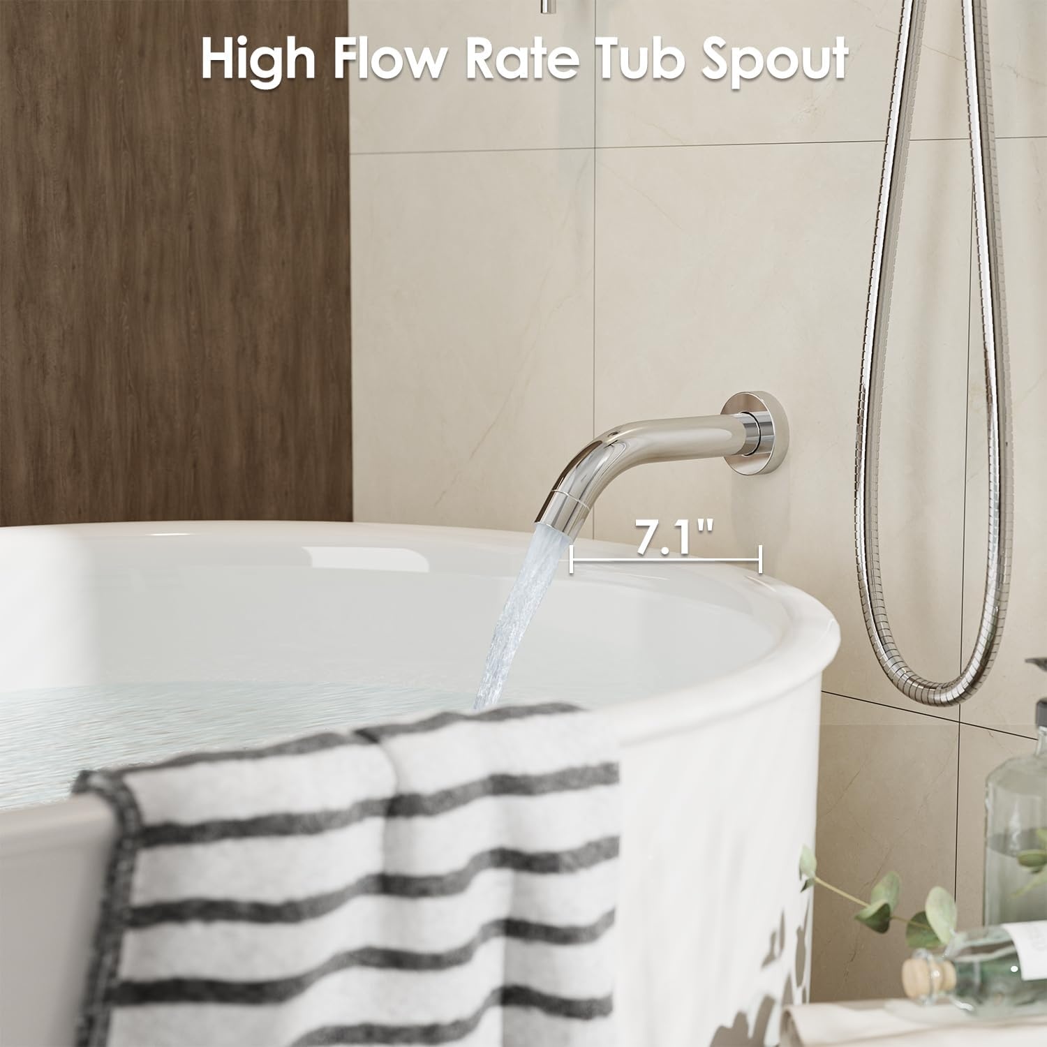 image:imageGabrylly Brushed Gold Bathtub Shower Faucet Set with Tub Spout 10 Inch Wall Mounted High Pressure Rainfall Shower Head with Handheld Combo 3Way Diverter Valve Complete Bathroom Shower FixturesChrome3