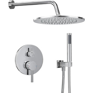 Gabrylly Brushed Gold Bathtub Shower Faucet Set with Tub Spout, 10 Inch Wall Mounted High Pressure Rainfall Shower Head with Handheld Combo, 3-Way Diverter Valve Complete Bathroom Shower Fixtures(Chrome)
