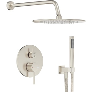 Gabrylly Brushed Gold Bathtub Shower Faucet Set with Tub Spout, 10 Inch Wall Mounted High Pressure Rainfall Shower Head with Handheld Combo, 3-Way Diverter Valve Complete Bathroom Shower Fixtures(Brushed Nickel)