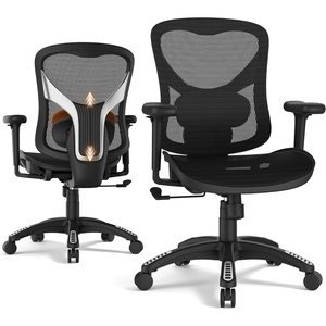 GABRYLLY Ergonomic Office Chair for Company and Home, Mid Back Desk Chair with Adjustable Lumbar Support, 3D Armrest, Heavy Duty Mesh Computer Chair with 3-Stage Tilt Lock for Gaming, Study(Black)